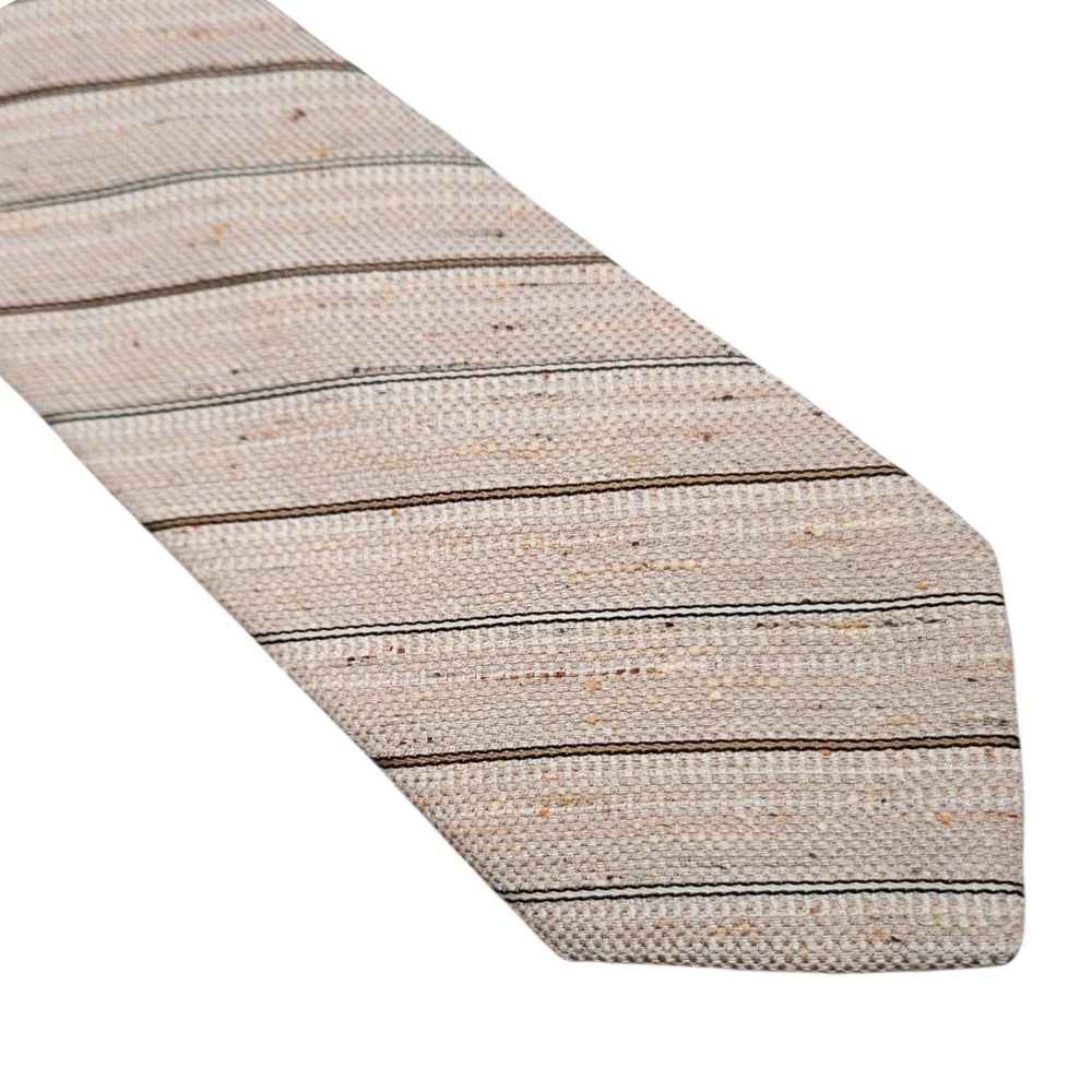 Vintage‎ Dino Orsini Striped Necktie Silk Blend Business Career Classic Beige